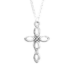 Silver Cross Pendant Necklace 18” Sterling Chain